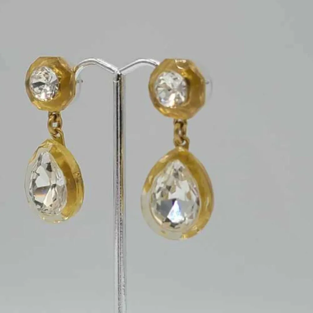 J Crew Clear Crystal Drop Earrings